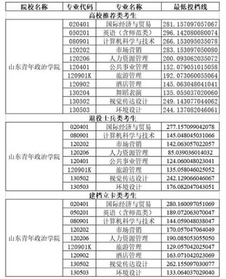 2021山东专升本山青院多少分？（青年政治学院专业分数线）